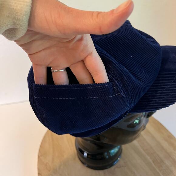 Vintage 1970s Blue 100% Cotton Corduroy Newsboy Slouchy Zipper Hat One Size - Picture 7 of 12